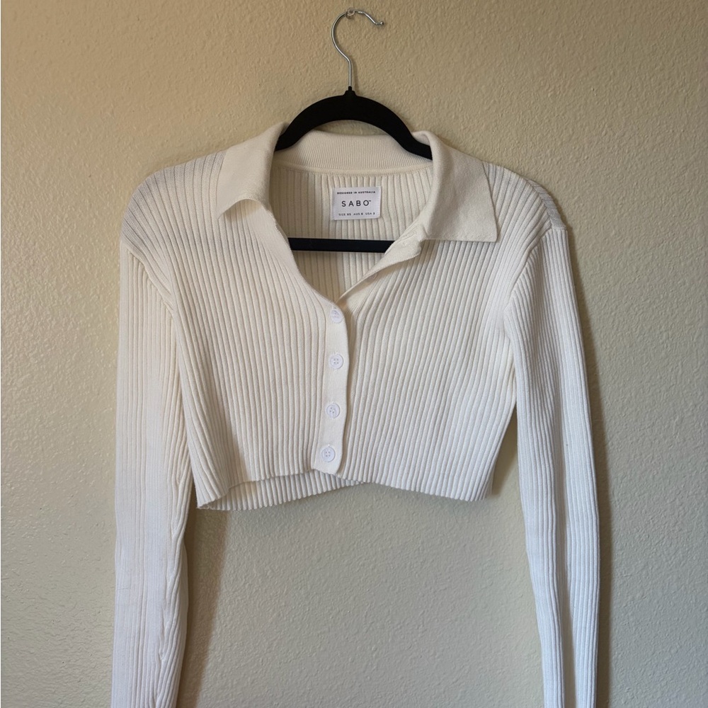 Sabo White Button Crop Top Size XS